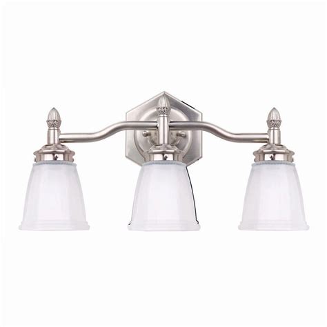 The bathroom vanity lamp is made of solid and glass, being specially. Hampton Bay 3-Light Brushed Nickel Bath Light-05930 - The ...