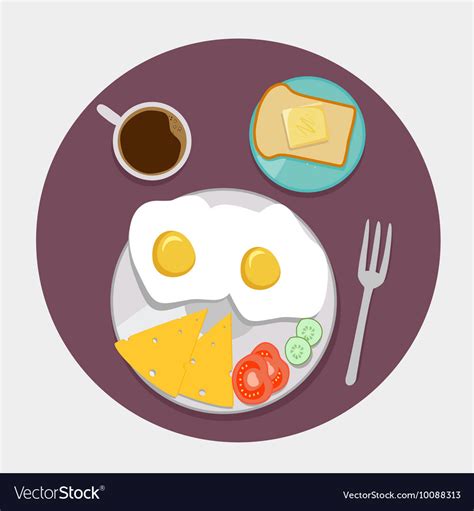 Breakfast Icons Flat Set With Coffee Time Vector Image