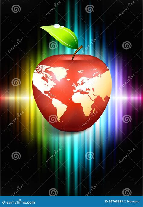Apple Globe On Abstract Spectrum Background Stock Illustration