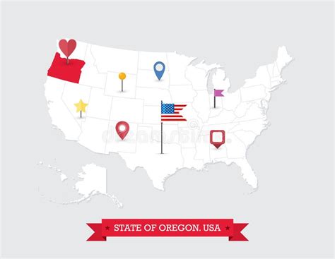Oregon State Map Highlighted On Usa Map Stock Vector Illustration Of