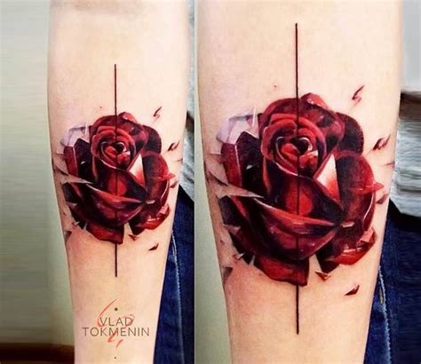 Feathers with flying birds, vector. Red Rose tattoo by Vlad Tokmenin | Post 16497