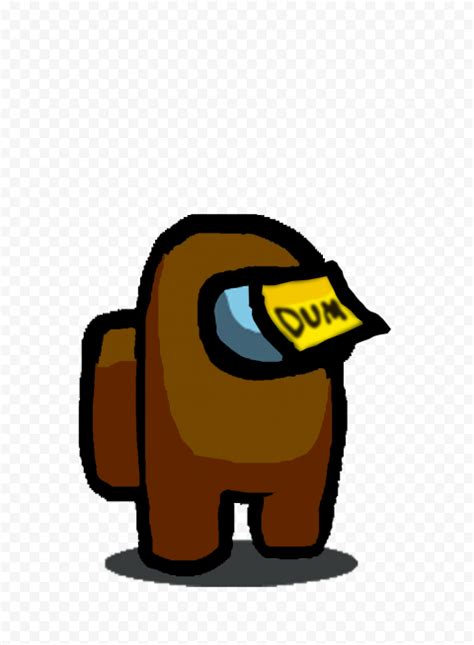 Hd Among Us Brown Crewmate Character With Dum Sticky Note Hat Png Citypng