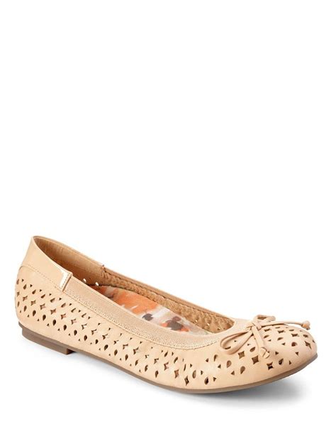 Vionic Surin Leather Perforated Ballet Flats In Natural Lyst