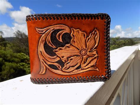 Wallet Men Leather Western Hand Carved And Tooled Custom