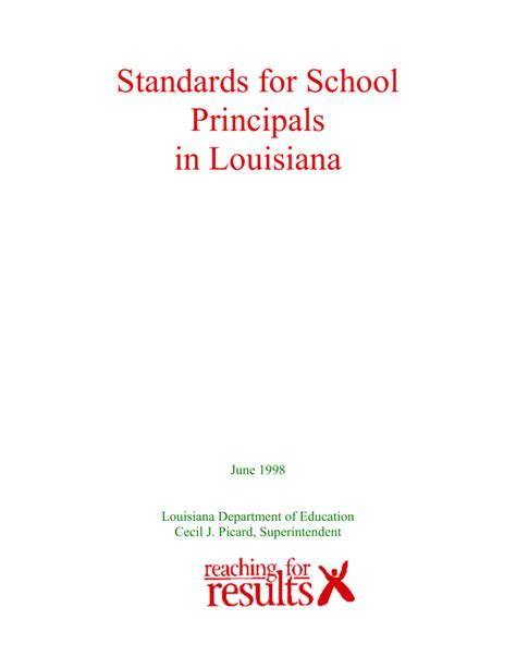 Standards For School Principals Louisiana Department Of