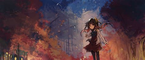 Download 2560x1080 Wallpaper Anime Girl Walking Dual Wide Widescreen