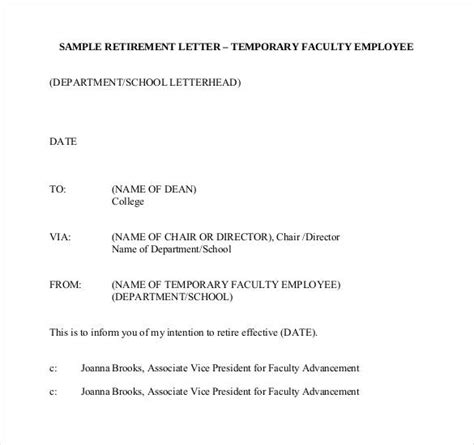 Retirement Letter To Employee - Letter