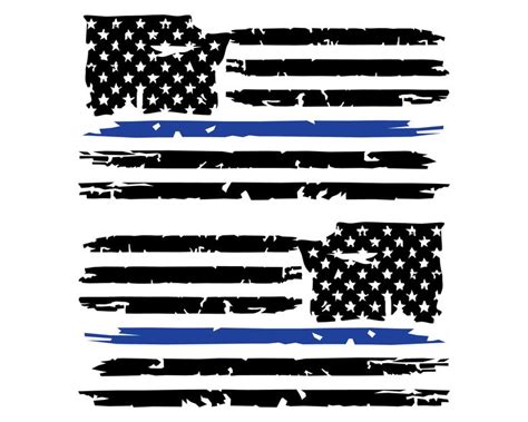 Set Of 2 Distressed Thin Blue Line American Flag Decals Etsy