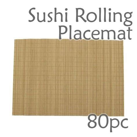 Bamboo Placemat Sushi Rolling Style Brown 80pc Sushi Mat Style