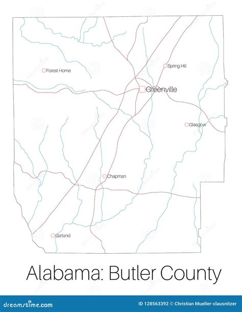 Map Of Butler County In Alabama Stock Vector Illustration Of America