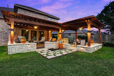 Pergola Sitting Walls Outdoor Living Outdoor Kitchen Large