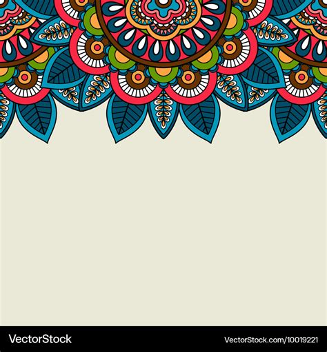 Indian Doodle Floral Colored Border Royalty Free Vector