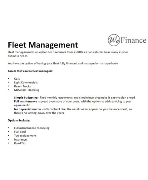 Fleet Service Agreement Template
