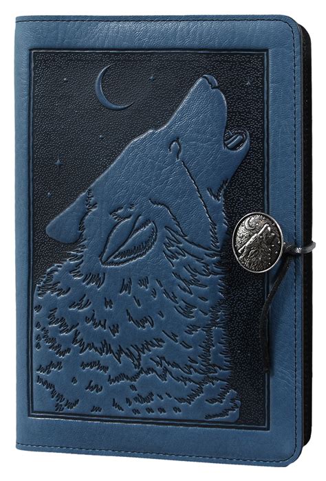 Large Leather Notebook Cover, Singing Wolf, 3 Colors | Leather notebook cover, Leather notebook ...