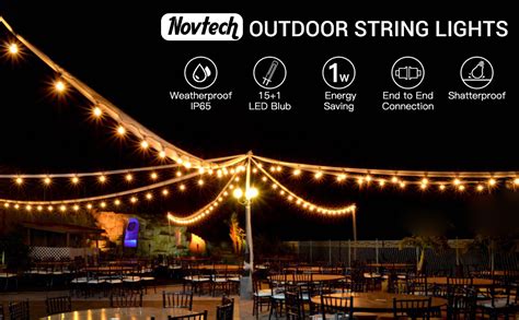 Led Outdoor String Lights Shatterproof Novtech 52ft 151 Bulbs