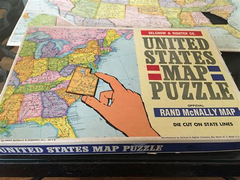Vintage United States Map Puzzle Selchow And Righter Co Etsy Map