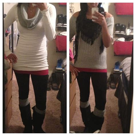 turned a tunic sweater into leg warmers an infinity scarf and a swoop neck sweater i heart