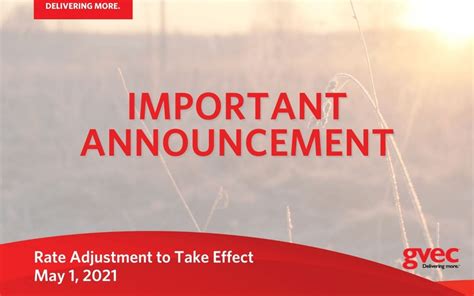 Rate Adjustment To Take Effect May 1 2021 Gvec