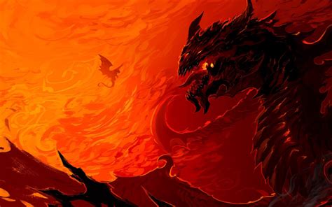 Download Wallpapers 4k Dragon Art Monster Fire Flames Cliffs Fire