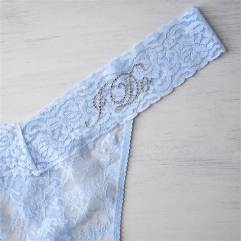 Light Blue Bridal Thong W Bows Personalized Bride Underwear Etsy