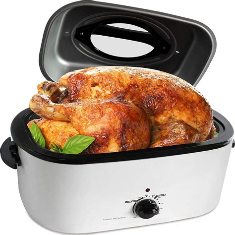 26 quart roaster oven electric turkey roaster with lid glass window design large stainless