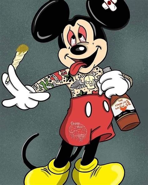 Dope Cartoon Art Mickey Mouse With Yellow Shoes