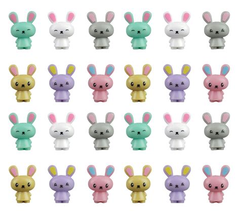 24 Cute Bunny Rabbit Figurines Mini Toys Easter Egg Filler Small