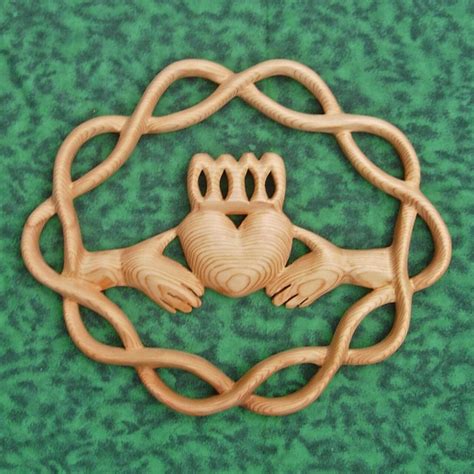 Claddagh Wood Carving Traditional Irish Symbol Celtic Knot