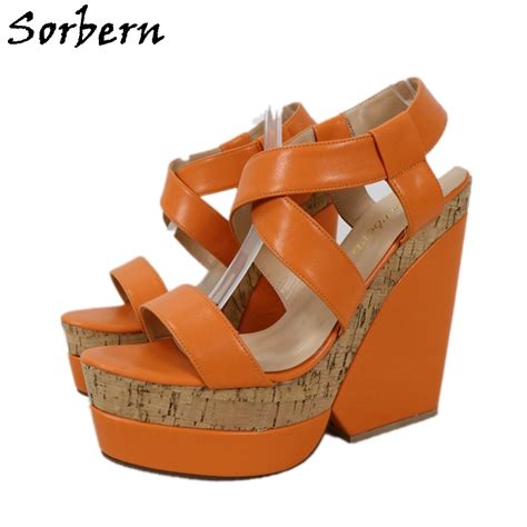 Sorbern Comfortable Women Sandals Wedge High Heel Slingback Summer Shoes Thick Platform One