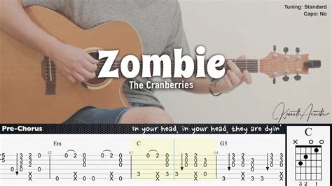 Zombie The Cranberries Fingerstyle Guitar TAB Chords Lyrics