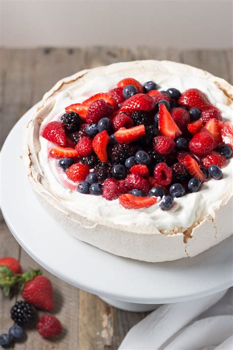 The meringues will keep in a tightly sealed container or individually wrapped at room temperature for up to a week if your house is not humid. Pavlova with Whipped Cream and Berries - Honest Cooking
