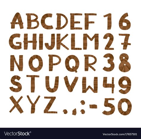 Wood Tree Texture Font Alphabet Royalty Free Vector Image