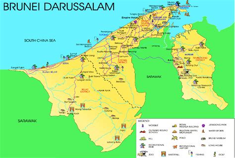 Detailed Tourist Map Of Brunei Brunei Detailed Tourist Map Vidiani