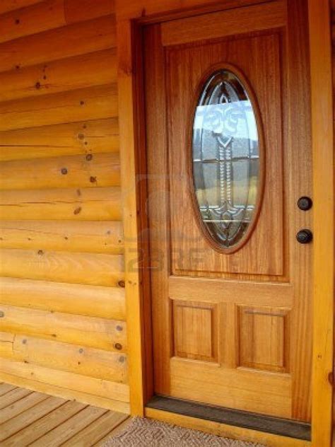 Decoratve Front Door Of Log Cabin Stock Photo One Possibility For Us