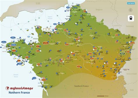 Map With Cities And Towns Of Northern France