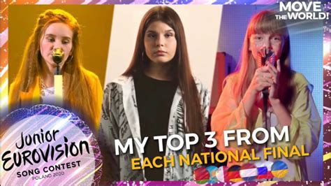 Junior Eurovision 2020 My Top 3 From Each National Final Youtube