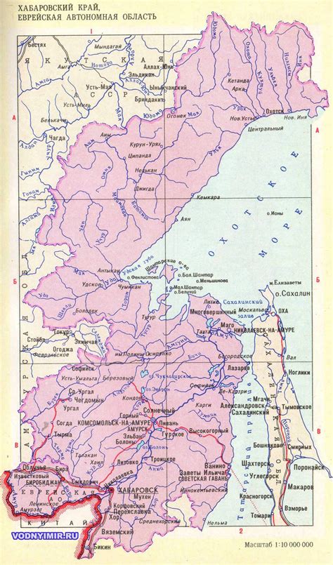 Хабаровский край на карте России с районами и населенными пунктами