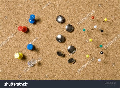 Pins And Tacks On A Cork Board Stock Photo 20399821 Shutterstock