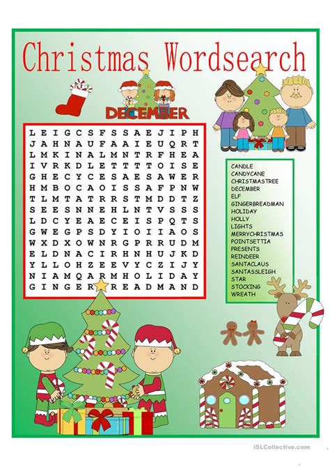 Christmas esl printable crossword puzzle worksheets. Christmas Wordsearch with KEY worksheet - Free ESL ...