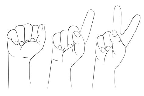conjunto de gestos de mano un puño cerrado levantado el dedo índice