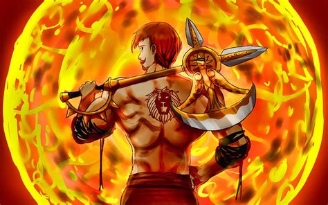 Escanor 4k Fiery Sun The Seven Deadly Sins Manga Nanatsu No Taizai Escanor With Axe Digital Art