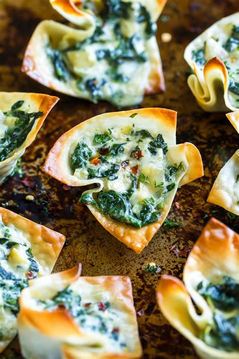 Baked Spinach Artichoke Wonton Cups Peas And Crayons
