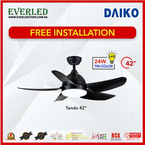 Free Installation Daiko Tendo Ceiling Fan With Tri Color Light