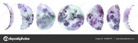 All The Phases Of The Moon Watercolor — Stock Photo © Madamsaffa