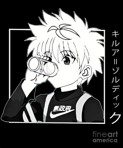 Hunter X Hunter Killua Zoldyuc Drinking Soda Drawing By Fantasy Anime