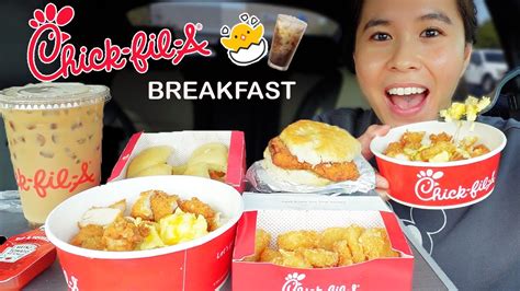 Chick Fil A Mukbang First Time Trying Their Breakfast Menu 😋 Youtube