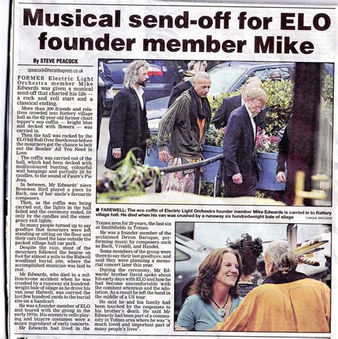 3rd Sept 2010 Mike Edwards A Founding Member Of Elo Was Killed In A