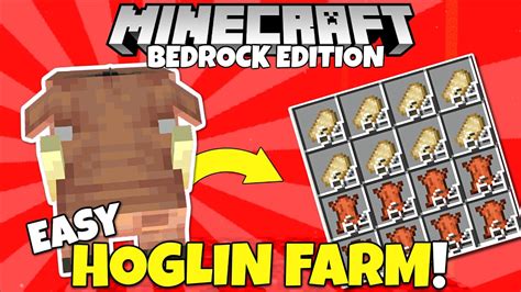 Easy Hoglin Farm Tutorial 2500 Itemshour Minecraft Bedrock Edition