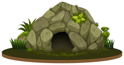 Uma Caverna De Pedra No Fundo Branco Vetor Premium