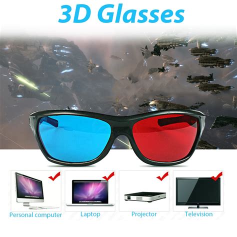 Red Blue 3d Glasses Black Frame For Dimensional Anaglyph Movie Game Dvd